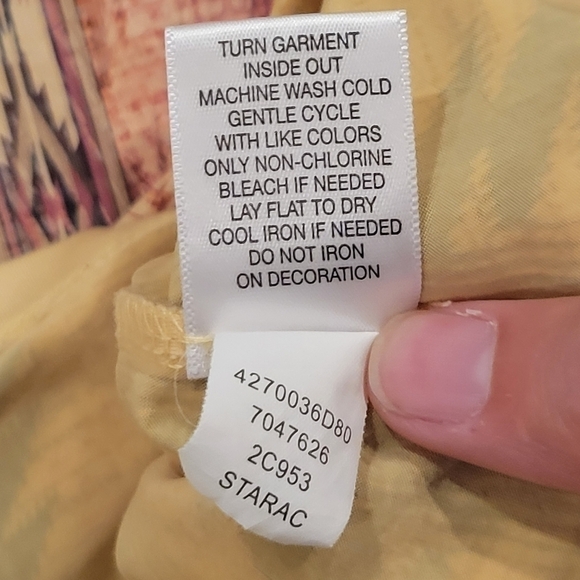 One World Live and let live patterned cap sleeve beaded tunic size Large - Picture 7 of 9